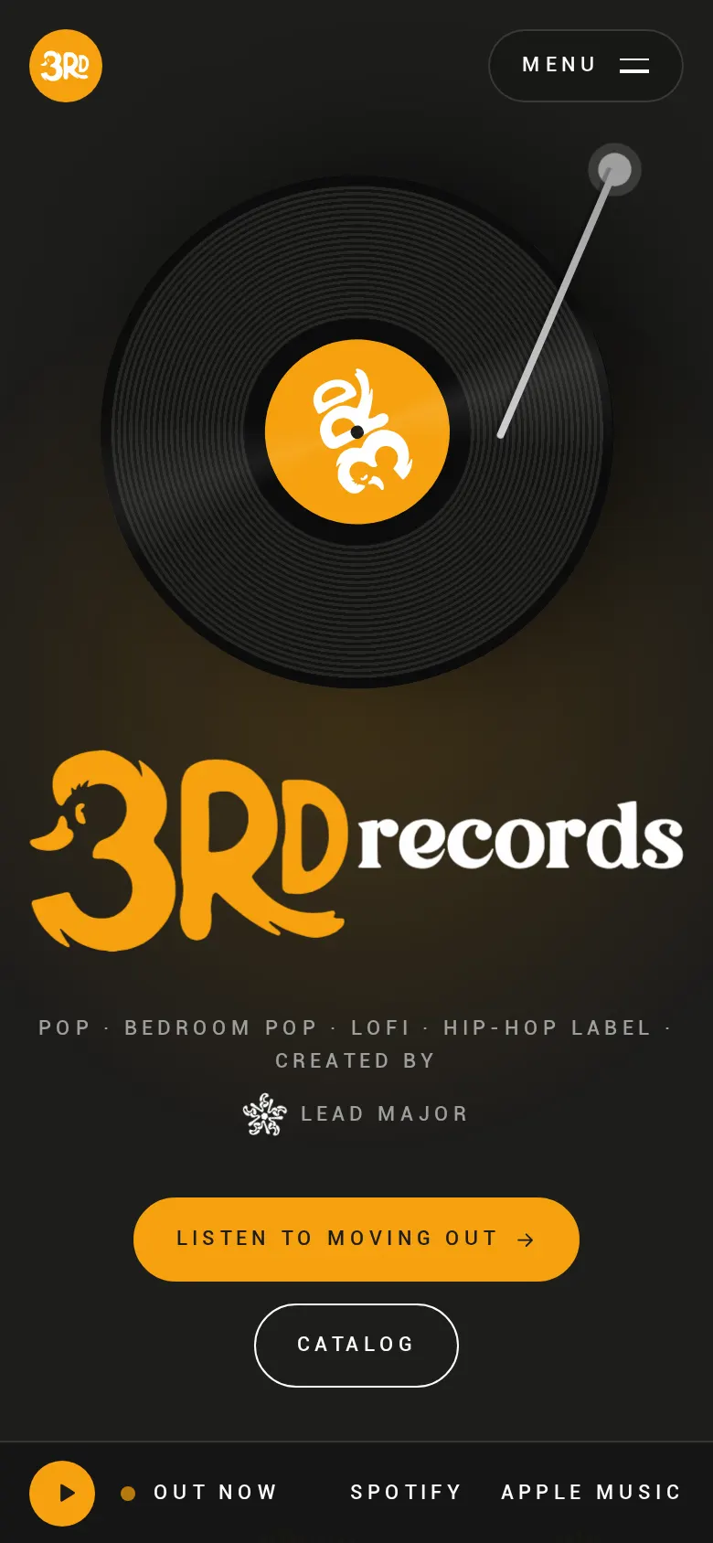 Écran 1 du site 3rd Records sur téléphone
