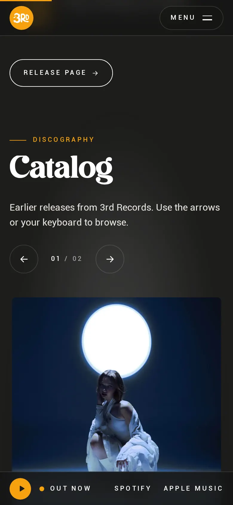 Écran 3 du site 3rd Records sur téléphone