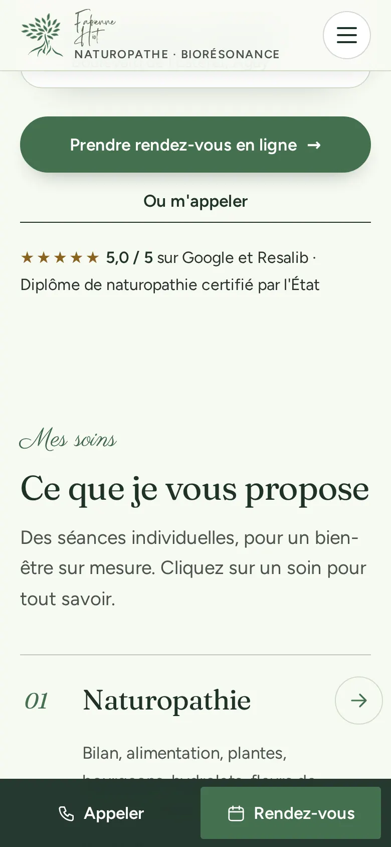 Écran 2 du concept Fabienne Hiot sur téléphone