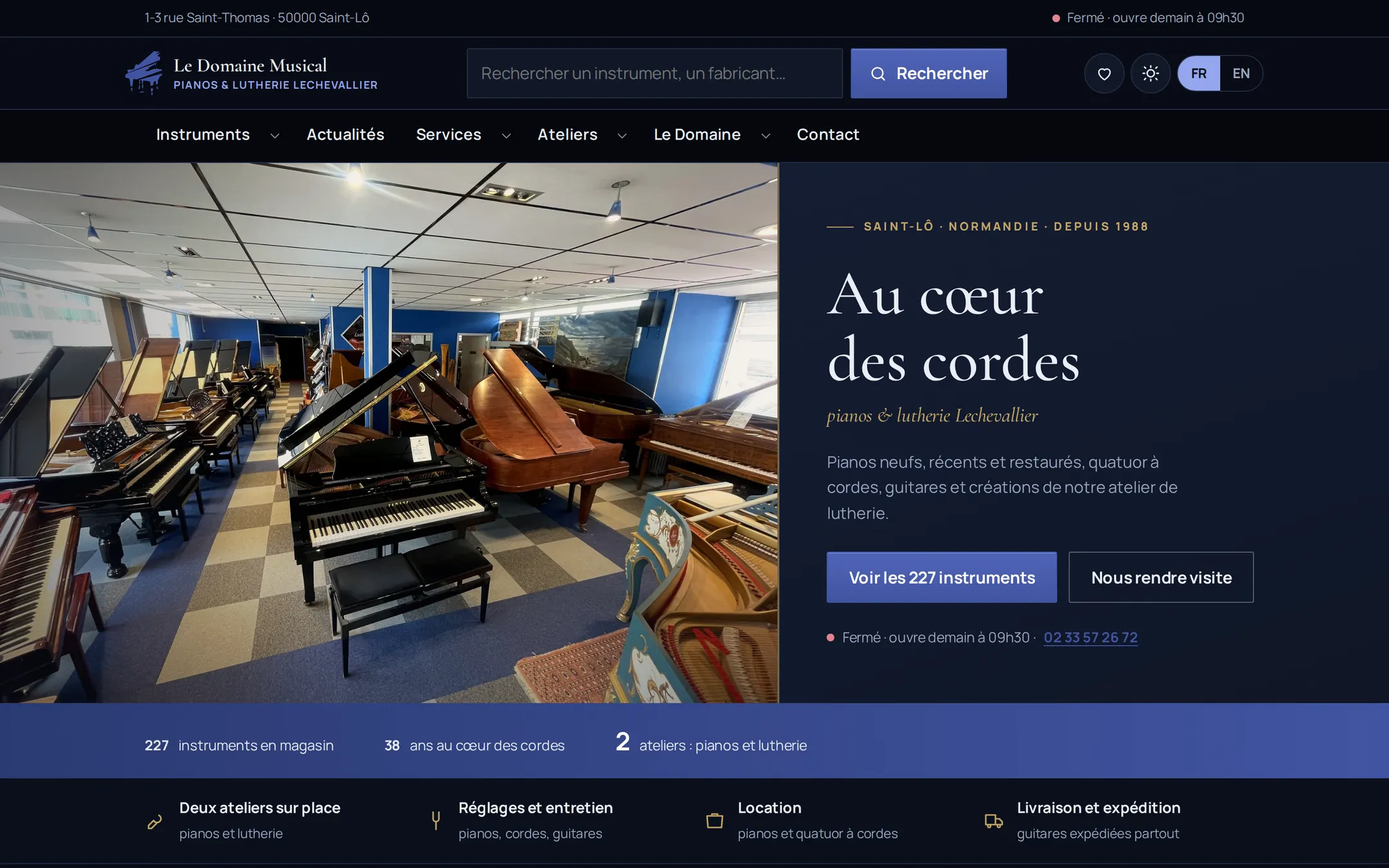 Concept de page d’accueil pour Le Domaine Musical