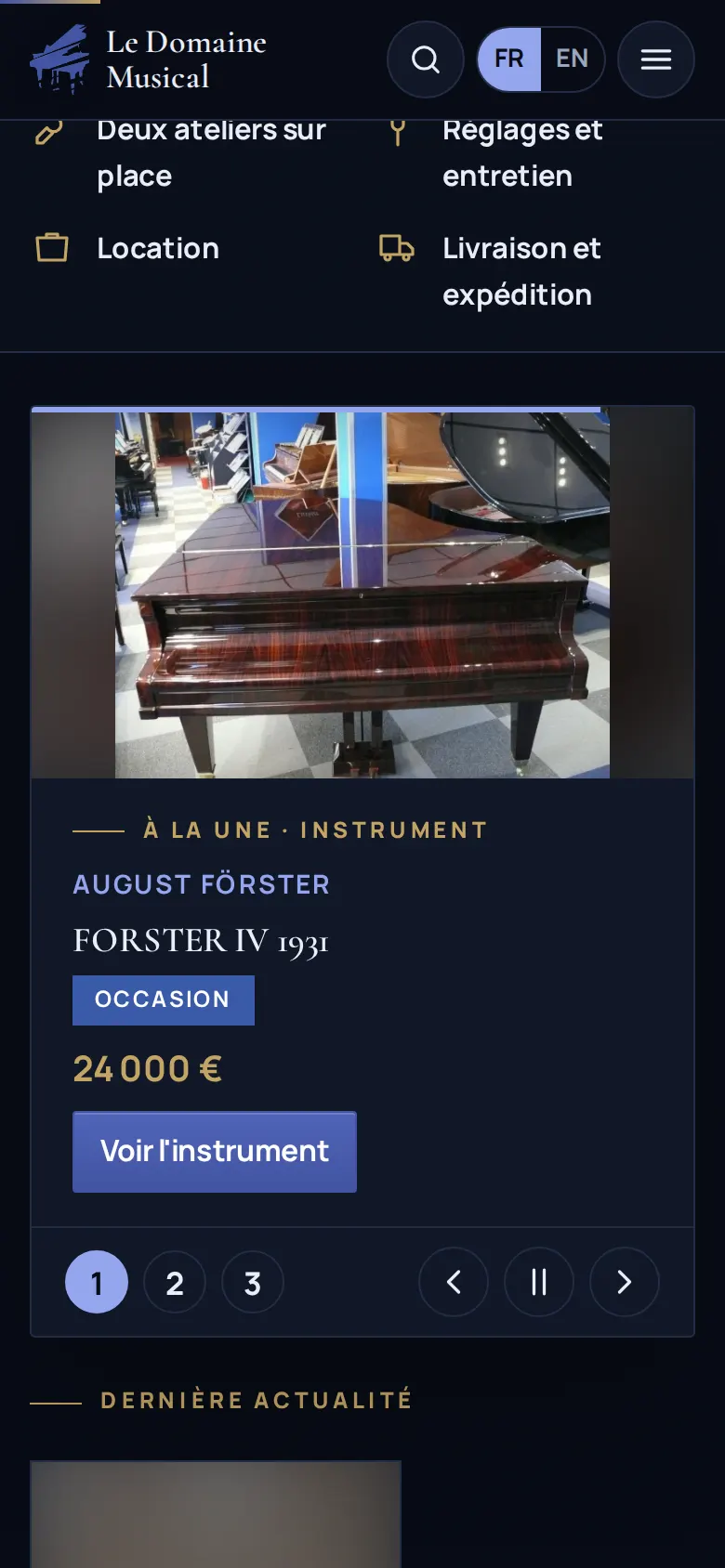 Écran 2 du concept Le Domaine Musical sur téléphone