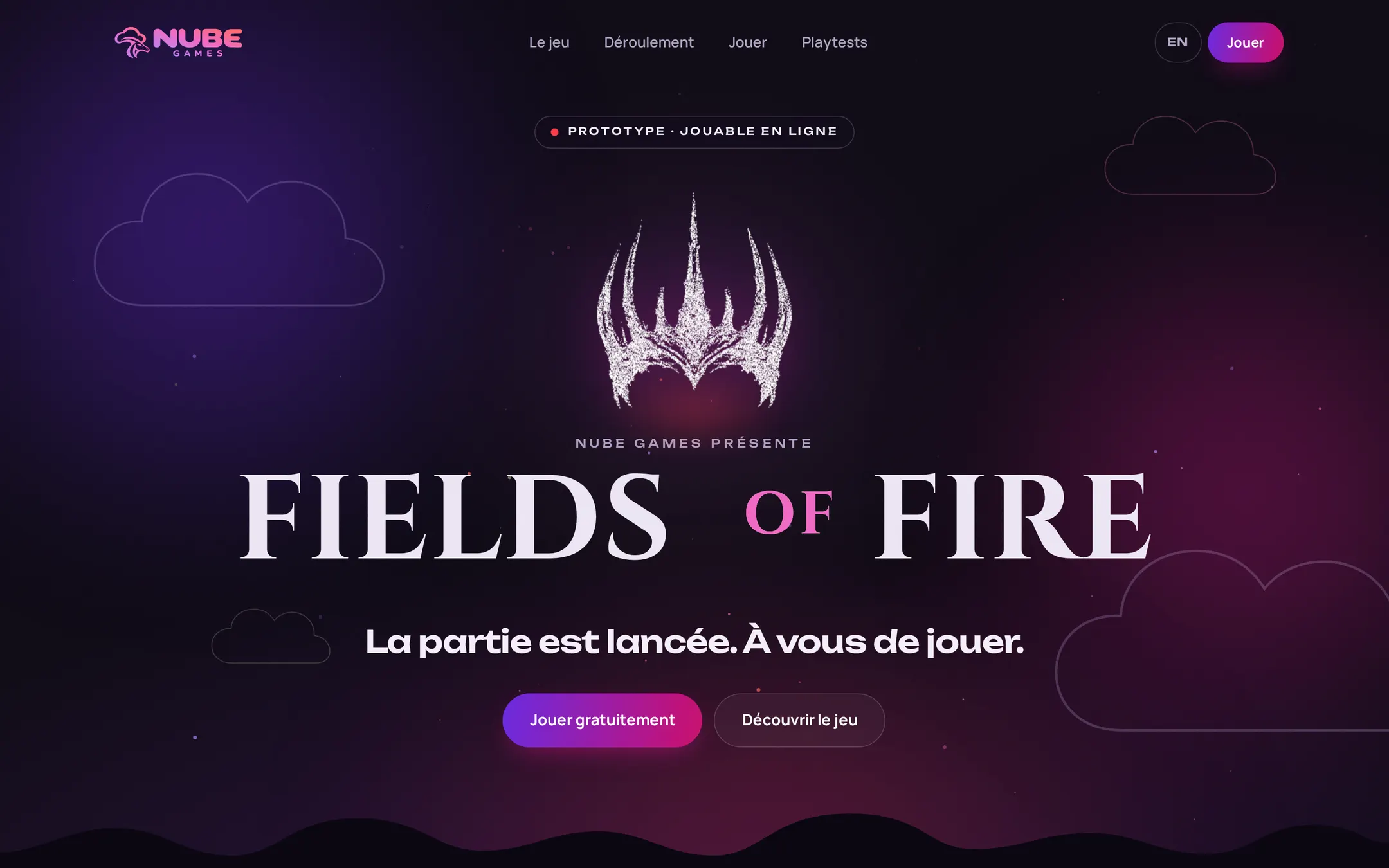 Page d’accueil du site Nube Games