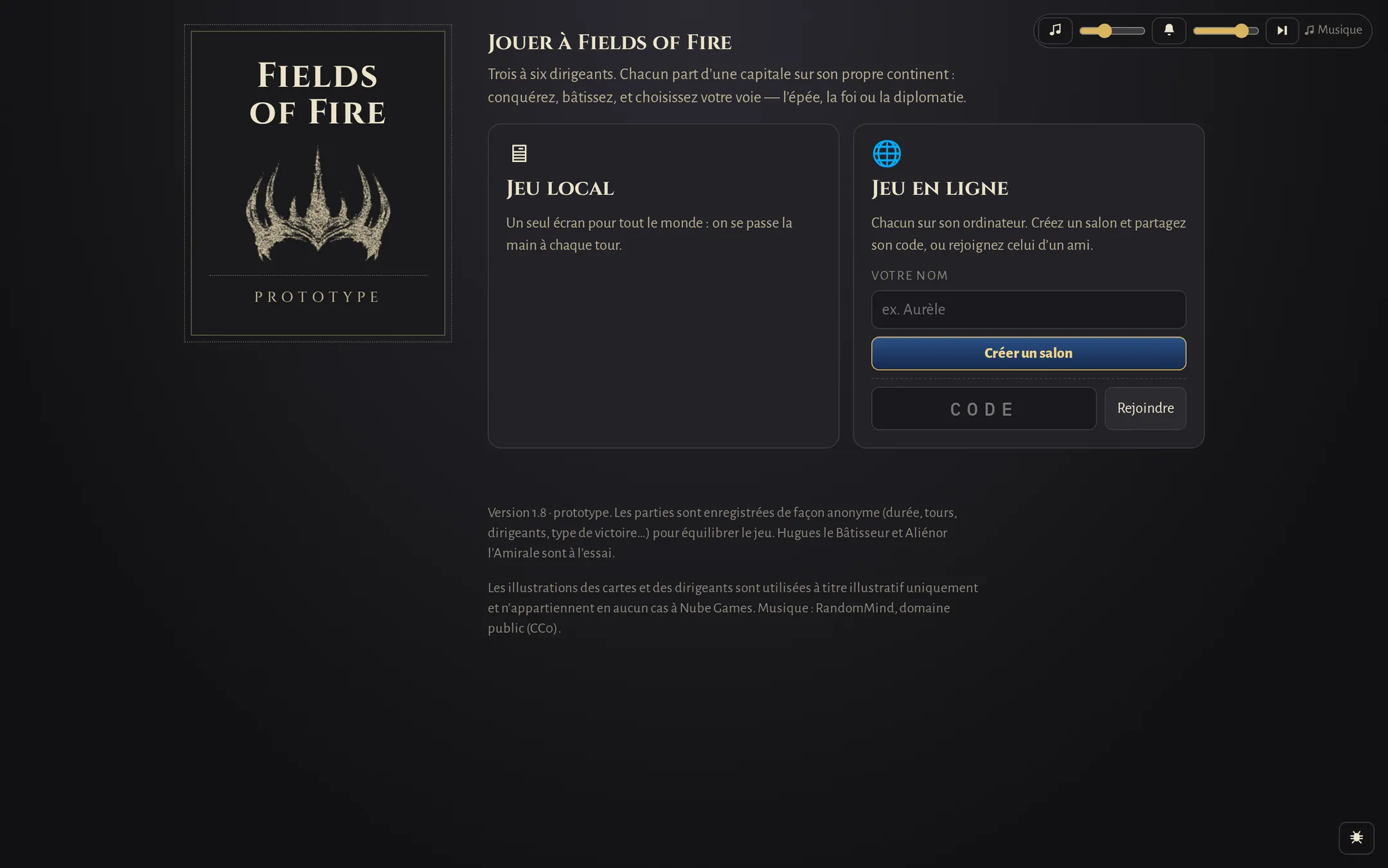 Le jeu Fields of Fire, jouable dans le navigateur