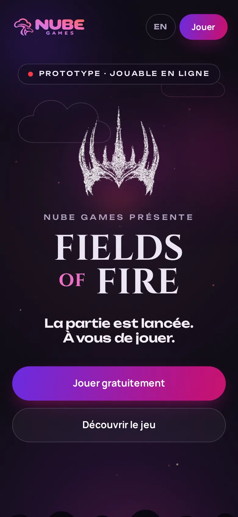 Écran 1 du site Nube Games sur téléphone